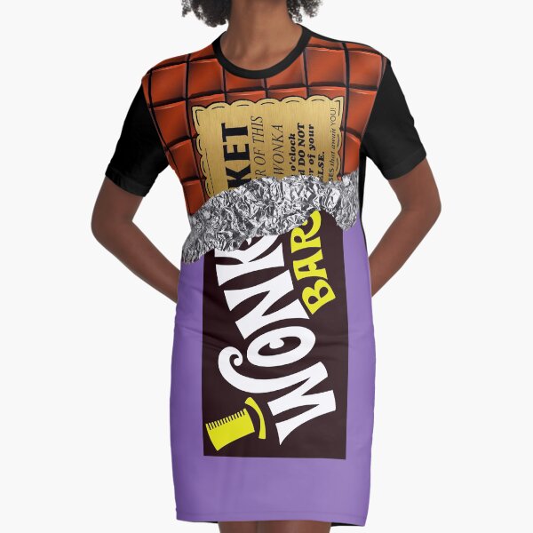 Wonka's Golden Ticket Chocolate Graphic T-Shirt Dress