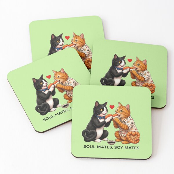 Item preview, Soul Mates, Soy Mates - Funny Cat Sushi Date Illustration designed and sold by SammyMorry.