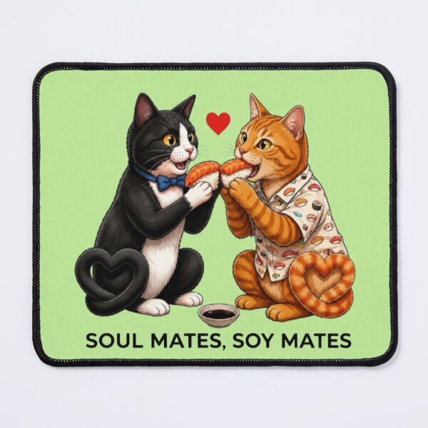 Item preview, Soul Mates, Soy Mates - Funny Cat Sushi Date Illustration designed and sold by SammyMorry.