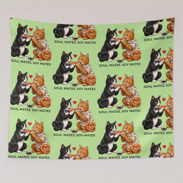 Item preview, Soul Mates, Soy Mates - Funny Cat Sushi Date Illustration designed and sold by SammyMorry.
