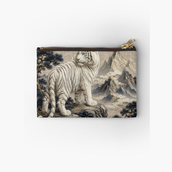Artikelvorschau, White Tiger Under the Full Moon – Majestic Mountain Landscape entworfen und verkauft von ManJiangHong.