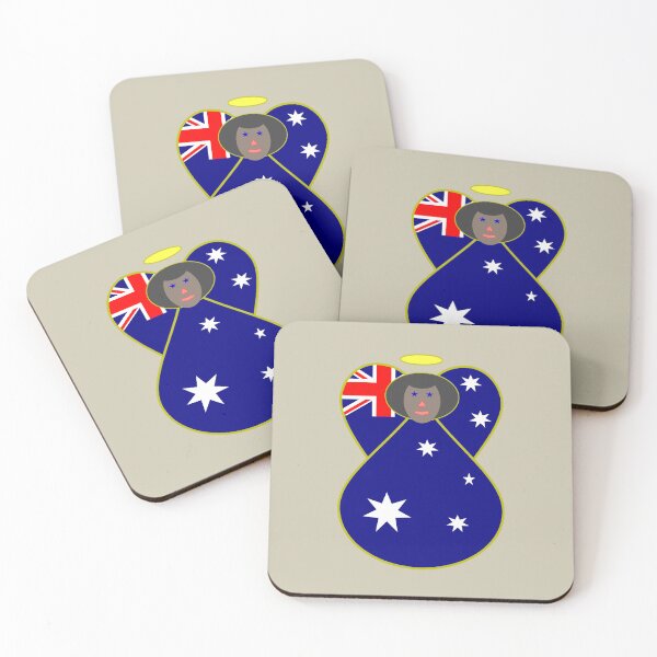 Item preview, Black‑Skinned Australian Flag Angel – Aussie Pride Art designed and sold by AuntieShoe.