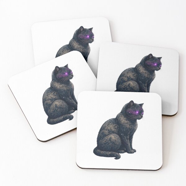 Item preview, Cyberpunk Black Cat Purple Neon Wave Pattern designed and sold by aigcx.