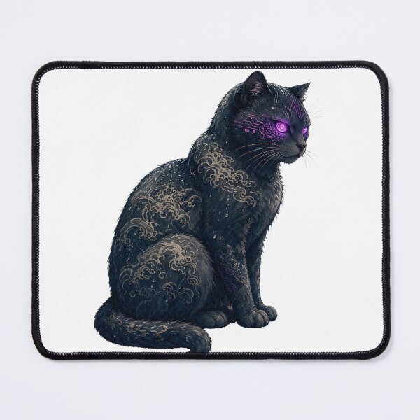 Item preview, Cyberpunk Black Cat Purple Neon Wave Pattern designed and sold by aigcx.