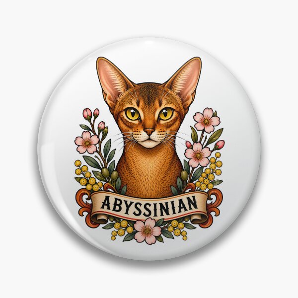 Item preview, Abyssinian Cat Cherry Blossom Tattoo Art designed and sold by Old's Cool Cat Studio.