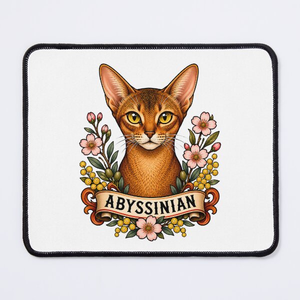 Item preview, Abyssinian Cat Cherry Blossom Tattoo Art designed and sold by Old's Cool Cat Studio.