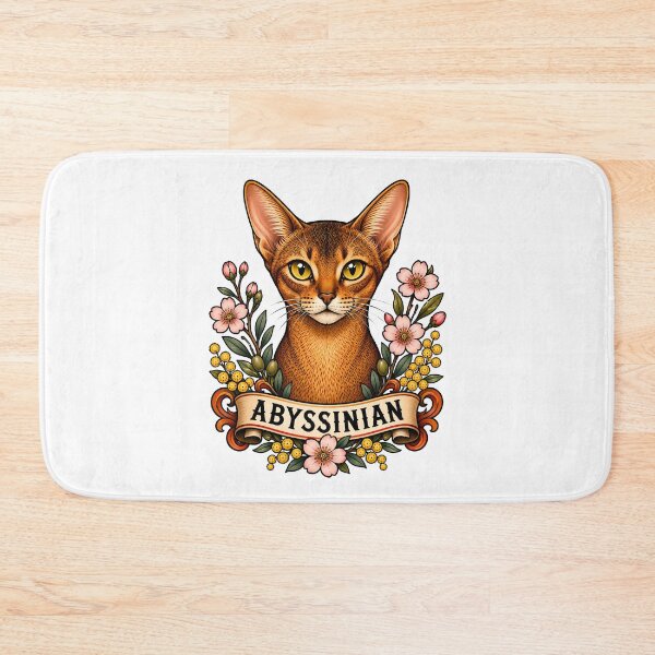 Item preview, Abyssinian Cat Cherry Blossom Tattoo Art designed and sold by Old's Cool Cat Studio.