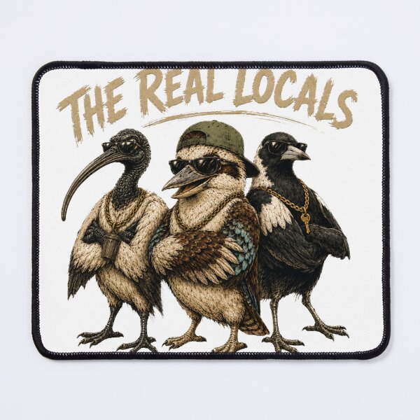Item preview, The Real Locals Kookaburra Ibis Magpie Funny Aussie Bird Gang Australia Tee designed and sold by Yellowriversss.