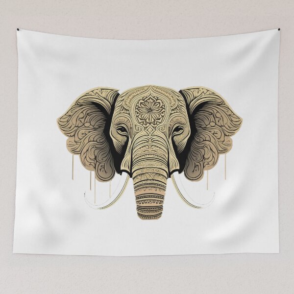 Item preview, Ornate Tribal Elephant – Sacred Mandala Elephant Head designed and sold by alcame-photo.