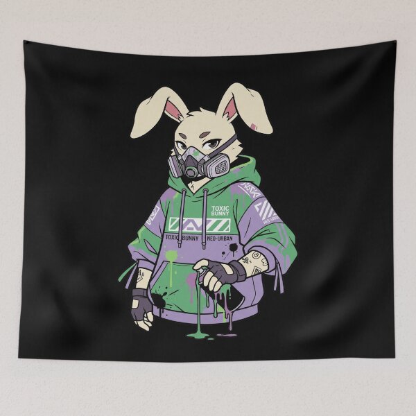 Item preview, Toxic Bunny Cyberpunk Graffiti Rabbit Techwear Anime Streetwear Aesthetic designed and sold by mood-draftsman.