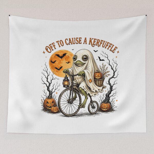 Item preview, Off to Cause a Kerfuffle Funny Halloween Frog Ghost designed and sold by VioletNance.