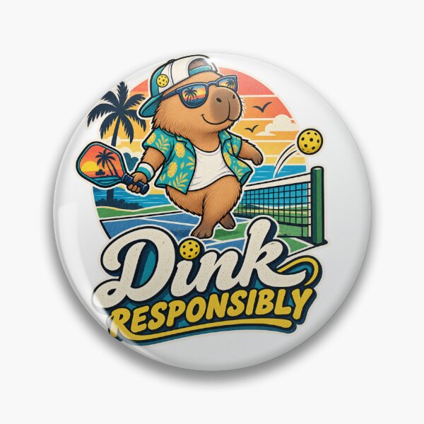 Item preview, Dink Responsibly – Cute Capybara Pickleball Retro Sticker Design designed and sold by 50Pxels.