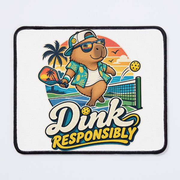 Item preview, Dink Responsibly – Cute Capybara Pickleball Retro Sticker Design designed and sold by 50Pxels.