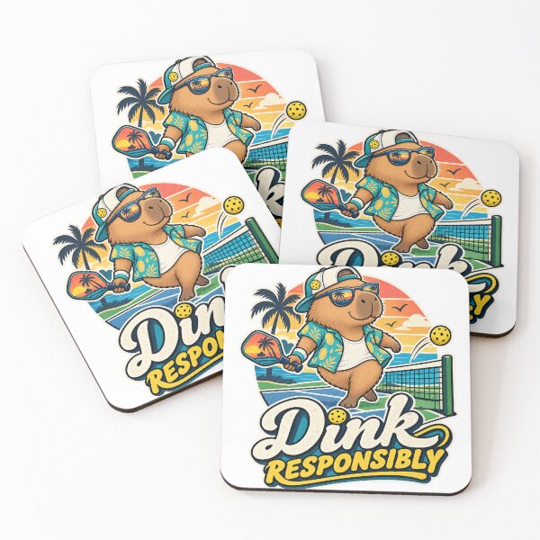 Item preview, Dink Responsibly – Cute Capybara Pickleball Retro Sticker Design designed and sold by 50Pxels.