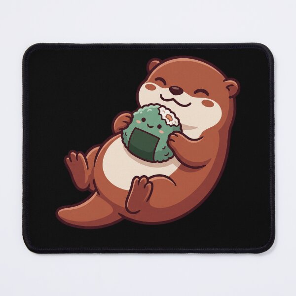 Item preview, Cute Kawaii Sea Otter Eating Matcha Onigiri Rice Ball Animal Aesthetic designed and sold by mood-draftsman.