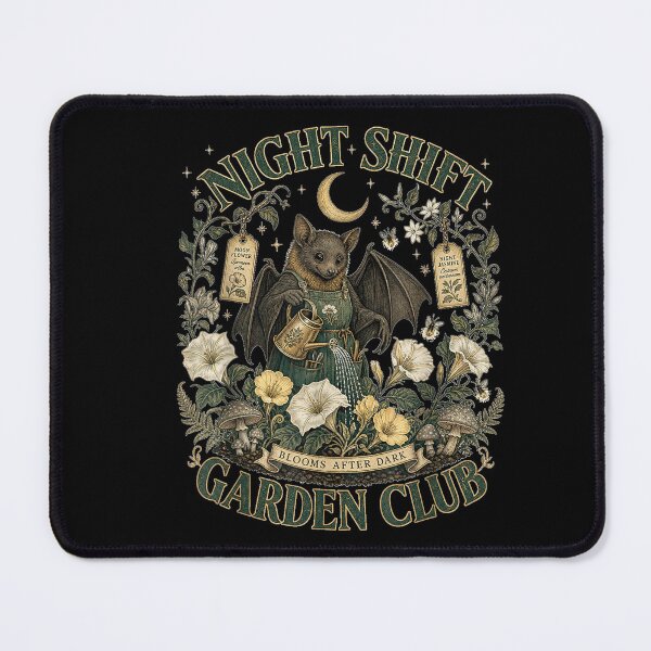 Item preview, Night Shift Garden Club Cute Bat Gardener Moonflower Art designed and sold by VioletNance.