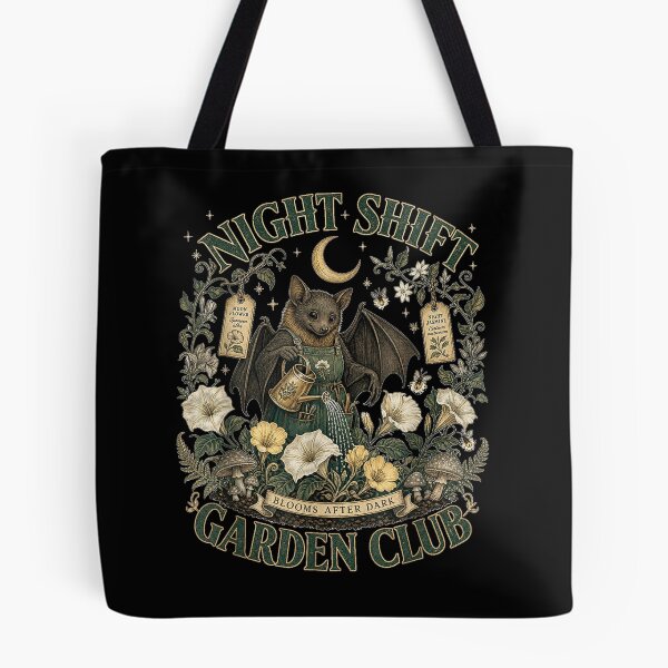 Item preview, Night Shift Garden Club Cute Bat Gardener Moonflower Art designed and sold by VioletNance.