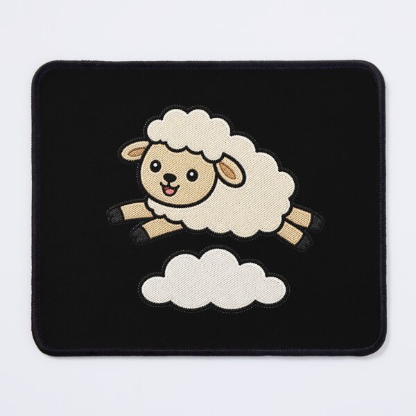 Item preview, Funny Sheep Jumping Over Cloud Kawaii Embroidery Patch designed and sold by ColorSplash123.