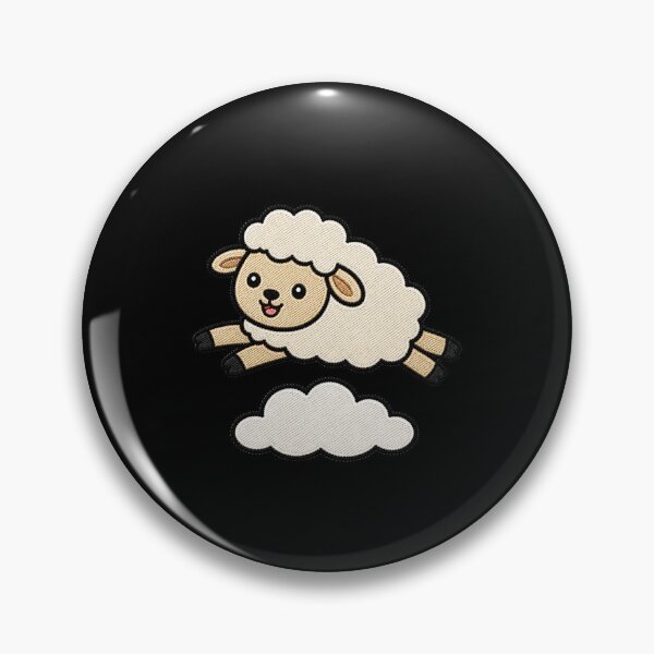 Item preview, Funny Sheep Jumping Over Cloud Kawaii Embroidery Patch designed and sold by ColorSplash123.