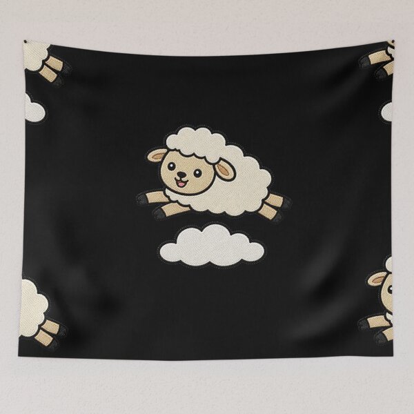 Item preview, Funny Sheep Jumping Over Cloud Kawaii Embroidery Patch designed and sold by ColorSplash123.