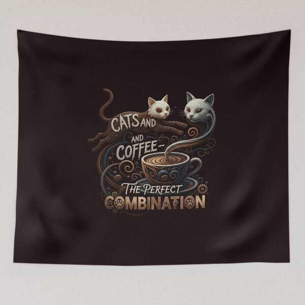 Item preview, Cats and Coffee – The Perfect Combination designed and sold by SkrabinhoArt.