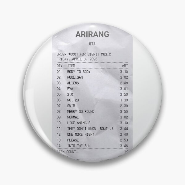 Item preview, ARIRANG BTS Album Tracklist – Receipt Style 2026 designed and sold by Palette & Hue.