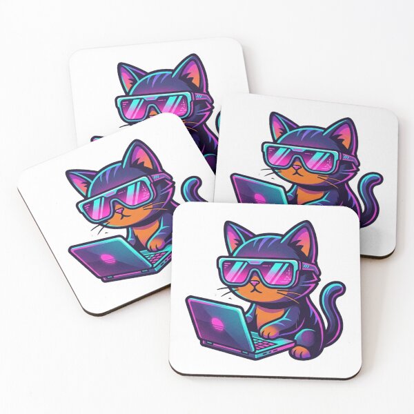 Item preview, Cyberpunk Cat Laptop Developer Vinyl Sticker designed and sold by DI RTNA Shop .