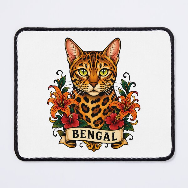 Item preview, Bengal Cat Tiger Lily Tattoo Art designed and sold by Old's Cool Cat Studio.
