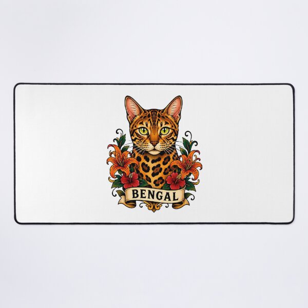 Item preview, Bengal Cat Tiger Lily Tattoo Art designed and sold by Old's Cool Cat Studio.