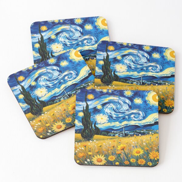 Item preview, Starry Night Sunflower Field - Van Gogh Inspired designed and sold by Surviving Monday Club.