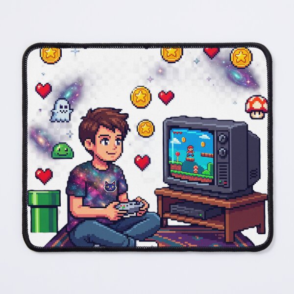 Artikelvorschau, Retro Pixel Gamer Boy – Gaming-Setup der 80er entworfen und verkauft von Surviving Monday Club.