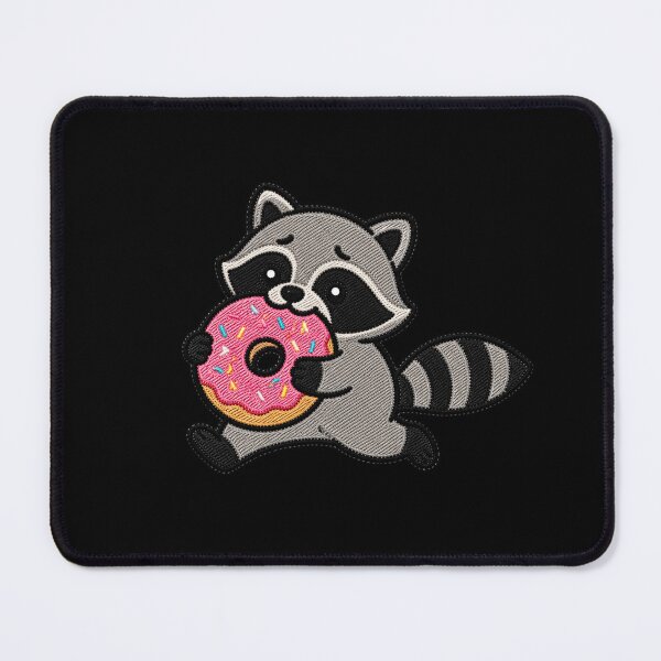 Item preview, Funny Raccoon Stealing Donut Kawaii Embroidery Patch designed and sold by ColorSplash123.