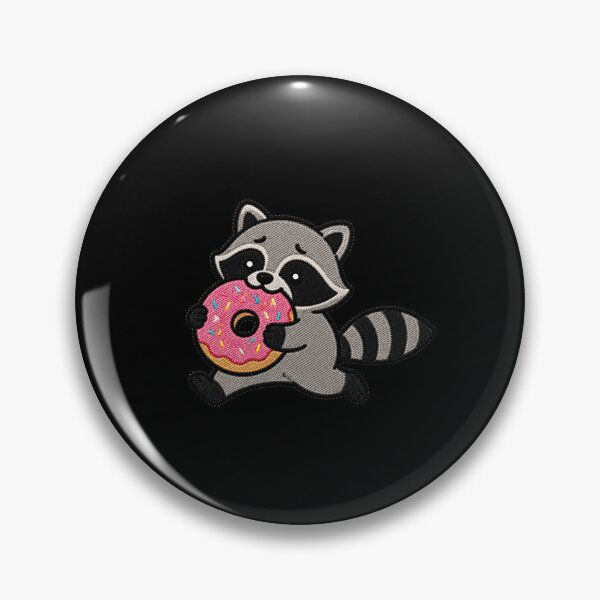 Item preview, Funny Raccoon Stealing Donut Kawaii Embroidery Patch designed and sold by ColorSplash123.