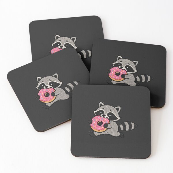Item preview, Funny Raccoon Stealing Donut Kawaii Embroidery Patch designed and sold by ColorSplash123.