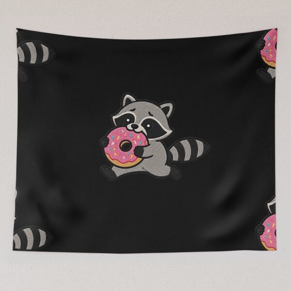 Item preview, Funny Raccoon Stealing Donut Kawaii Embroidery Patch designed and sold by ColorSplash123.