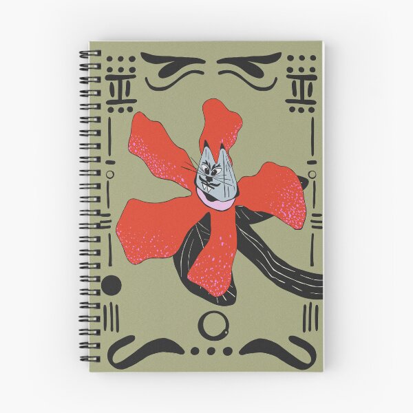 Item preview, Dark Folk Art Red Flower Vampire Cat Illustration designed and sold by adamstav-prints.