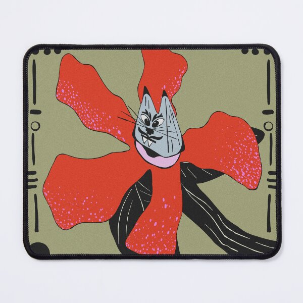 Item preview, Dark Folk Art Red Flower Vampire Cat Illustration designed and sold by adamstav-prints.