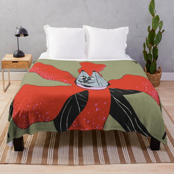 Item preview, Dark Folk Art Red Flower Vampire Cat Illustration designed and sold by adamstav-prints.