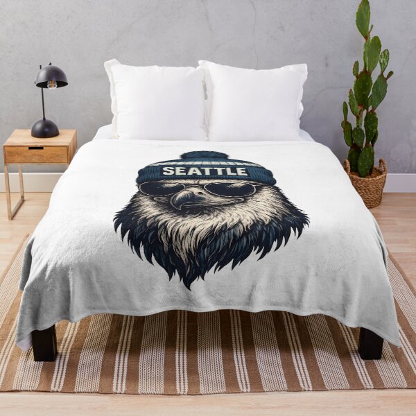 Item preview, Cool Eagle Wearing Seattle Winter Beanie Portrait designed and sold by ZacharyWh41164.