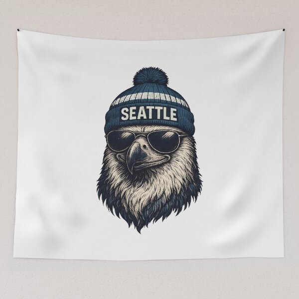 Item preview, Cool Eagle Wearing Seattle Winter Beanie Portrait designed and sold by ZacharyWh41164.