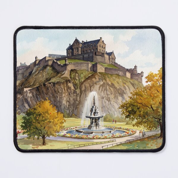 Item preview, Edinburgh Castle and Ross Fountain in Autumn Watercolour designed and sold by ArtworkNorth.