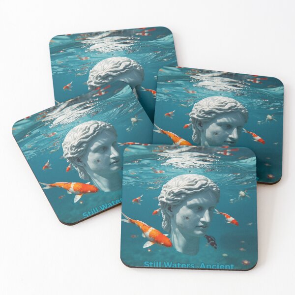 Item preview, Submerged Greek Marble Statue & Koi Fish Realistic Art designed and sold by FusionArtStyle.
