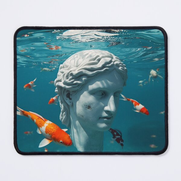 Item preview, Submerged Greek Marble Statue & Koi Fish Realistic Art designed and sold by FusionArtStyle.