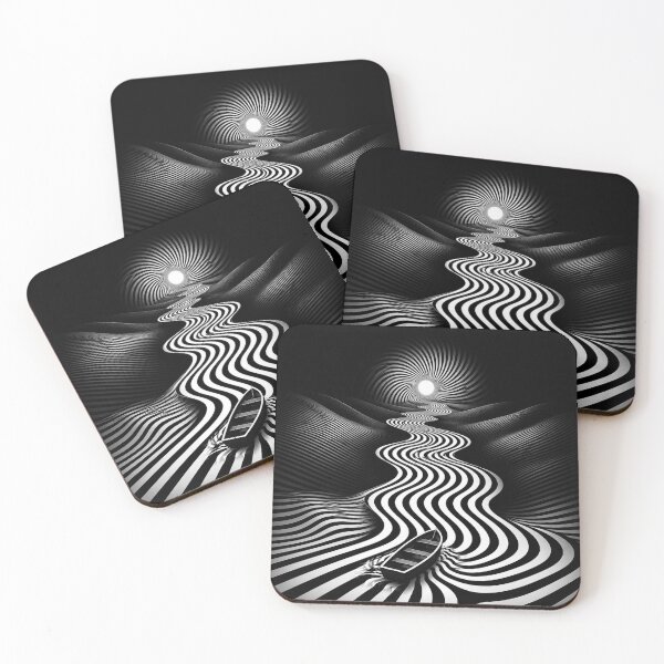 Item preview, Surreal Black White Optical Illusion Boat Journey designed and sold by Murza.