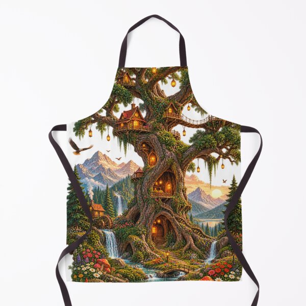 Item preview, Fantasy Giant Tree Treehouse Magical Forest Landscape Art Print designed and sold by irfanshikh.