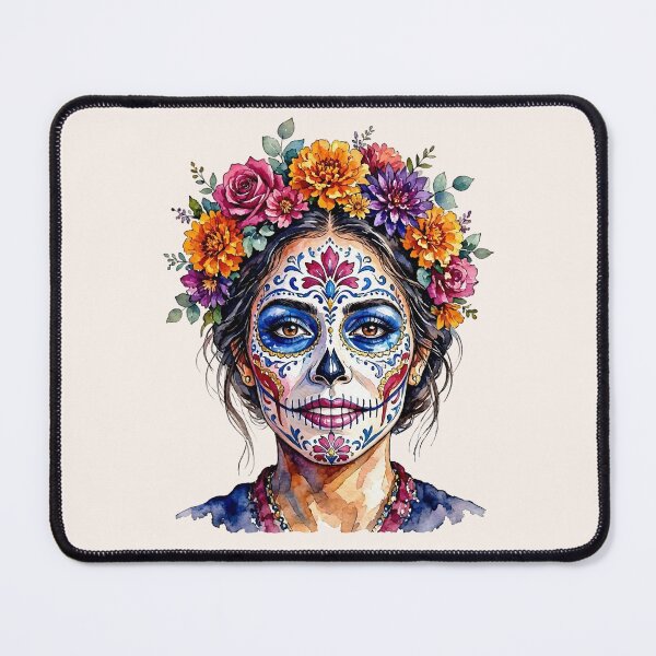 Item preview, Dia de los Muertos Sugar Skull Woman with Colorful Floral Crown designed and sold by SweetLilith.