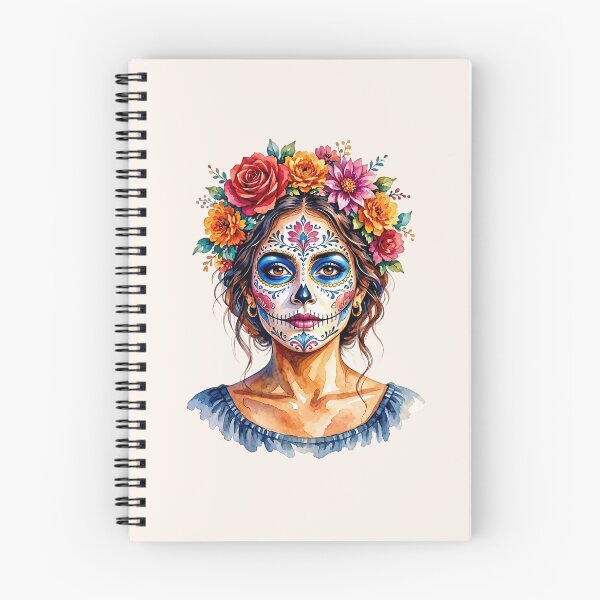 Item preview, Dia de los Muertos Sugar Skull Woman with Colorful Floral Crown designed and sold by SweetLilith.