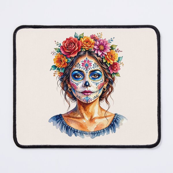 Item preview, Dia de los Muertos Sugar Skull Woman with Colorful Floral Crown designed and sold by SweetLilith.