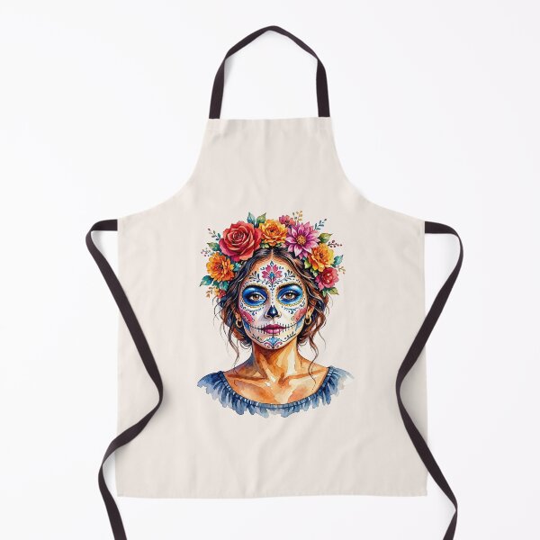 Item preview, Dia de los Muertos Sugar Skull Woman with Colorful Floral Crown designed and sold by SweetLilith.