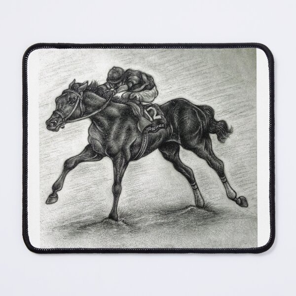 Item preview, Senor Buscador racehorse - with background designed and sold by Carmen Jimenez.